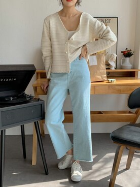 「merongshop（メロンショップ）のアイテム（カーディガン/ボレロ）」を使った、merongshopjpさん（レディース・165cm）の春コーディネート