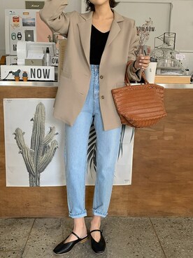 「merongshop（メロンショップ）のアイテム（テーラードジャケット）」を使った、merongshopjpさん（レディース・165cm）の春コーディネート