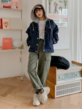 デニムジャケットを使った カジュアルコーデ の人気ファッションコーディネート 地域 韓国 Wear