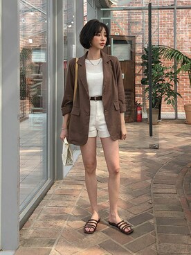 「merongshop」｜「アイテム（ジャケット/アウター）」を使った、merongshopjpさん（レディース・161cm）の春コーディネート
