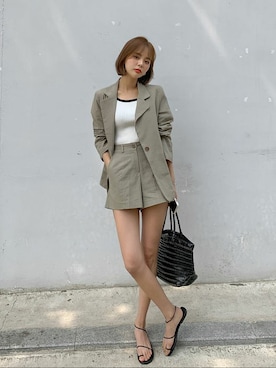 「merongshop」｜「アイテム（ジャケット/アウター）」を使った、merongshopjpさん（レディース・165cm）の春コーディネート
