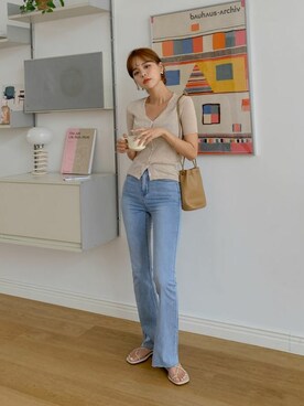 「merongshop（メロンショップ）のアイテム（カーディガン/ボレロ）」を使った、merongshopjpさん（レディース・165cm）の夏コーディネート