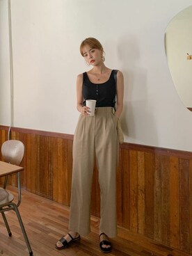 タックパンツ のレディース人気ファッションコーディネート 地域 韓国 Wear