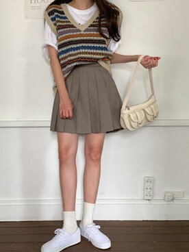 スカート ブラウン系 を使った人気ファッションコーディネート 地域 韓国 Wear