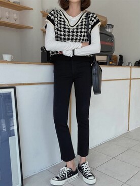 ニットベスト のレディース人気ファッションコーディネート 地域 韓国 Wear