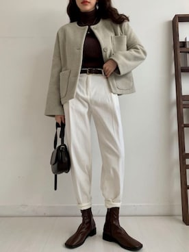 「merongshop」｜「アイテム（ブルゾン）」を使った、merongshopjpさん（レディース・164cm）の冬コーディネート