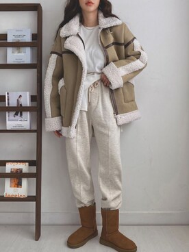 「merongshop」｜「アイテム（ブルゾン）」を使った、merongshopjpさん（レディース・164cm）の冬コーディネート