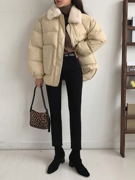 「merongshop」｜「アイテム（ブルゾン）」を使った、merongshopjpさん（レディース・164cm）の冬コーディネート