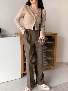 「merongshop（メロンショップ）のアイテム（カーディガン/ボレロ）」を使った、merongshopjpさん（レディース・160cm）の冬コーディネート