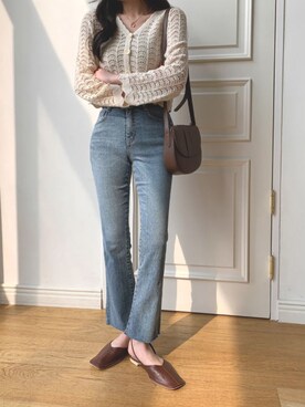 「merongshop（メロンショップ）のアイテム（カーディガン/ボレロ）」を使った、merongshopjpさん（レディース・160cm）の春コーディネート