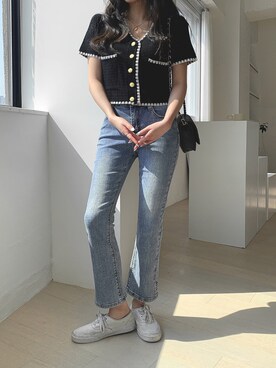 「merongshop（メロンショップ）のアイテム（カーディガン/ボレロ）」を使った、merongshopjpさん（レディース・160cm）の春コーディネート