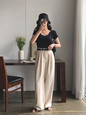 「merongshop（メロンショップ）のアイテム（ショルダーバッグ）」を使った、merongshopjpさん（レディース・160cm）の春コーディネート