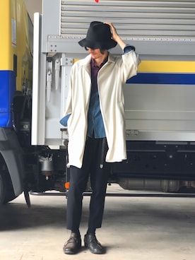 「GUIDI（グイディ）のアイテム」を使った、芳村さん（メンズ・181cm）の春コーディネート