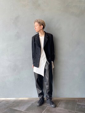 「Y's（ワイズ）のアイテム」を使った、芳村さん（メンズ・181cm）の冬コーディネート