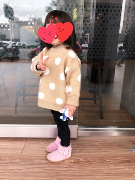 「アイテム（ブーティ、ピンク系）」を使った、YUさん（レディース・152cm）の冬コーディネート