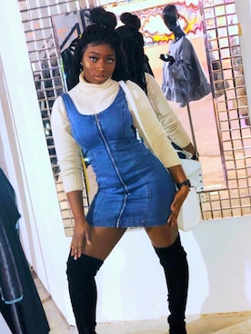 「Guess（ゲス）のアイテム（ワンピース/ドレス）」を使った、Empress Jaèlさん（レディース・165cm）の秋コーディネート