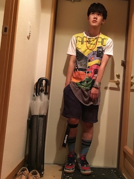 「アイテム（バングル/リストバンド）」を使った、ぽーさん（メンズ・170cm・20代）の夏コーディネート