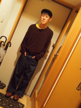 「80s」｜「アイテム（ハンチング/ベレー帽）」を使った、ぽーさん（メンズ・170cm）の秋コーディネート
