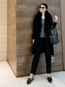 「FERRAGAMO（フェラガモ）のアイテム（ハンドバッグ）」を使った、YMK.jpさん（レディース・168cm）の冬コーディネート