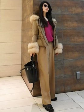 「FRAMeWORK（フレームワーク）のアイテム（スラックス）」を使った、YMK.jpさん（レディース・168cm）の冬コーディネート