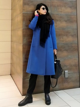 「outfit」｜「アイテム（ノーカラーコート）」を使った、YMK.jpさん（レディース・168cm）の冬コーディネート