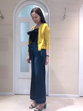 「アイテム（サンダル、グリーン系）」を使った、miyaさん（レディース・165cm）の春コーディネート