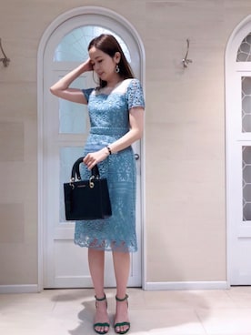 「アイテム（ワンピース、ブルー系）」を使った、miyaさん（レディース・165cm）の夏コーディネート