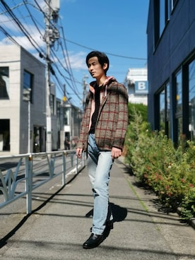 「Cherry Sunburst（チェリーサンバースト）のアイテム」を使った、熊さん（メンズ・184cm）の春コーディネート