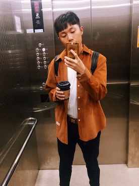 「ESPRIT（エスプリ）のアイテム（パンツ）」を使った、Jimmy Chienさん（メンズ・172cm）の冬コーディネート
