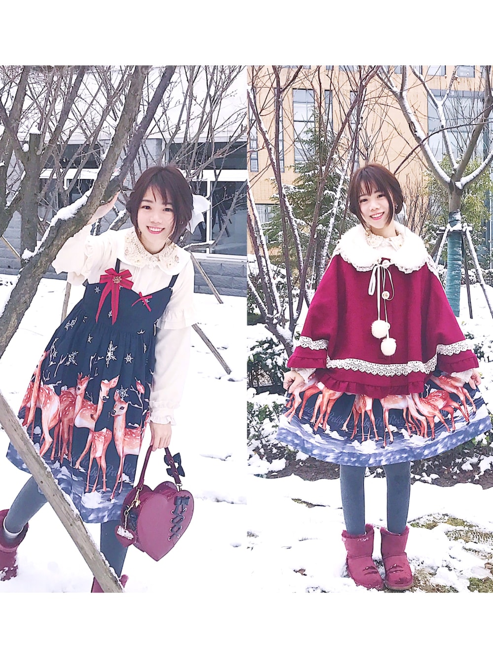 「lolita、lolitafashion、雪、雪の日」｜「Pretty Rock Babyのアイテム（ワンピース、ブラック系）」を使った、Snoopyさん（レディース・160cm）の冬コーディネートの1枚目の写真