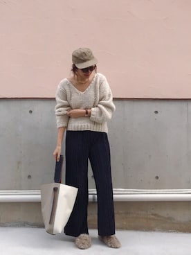 「CELINE（セリーヌ）のアイテム（トートバッグ）」を使った、Piさん（レディース・165cm）の冬コーディネート