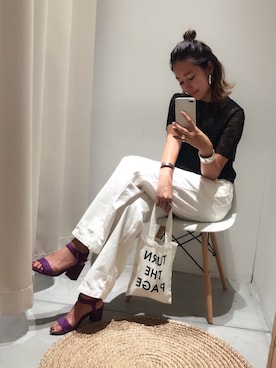 「summer」｜「アイテム（トートバッグ）」を使った、Piさん（レディース・165cm）の夏コーディネート