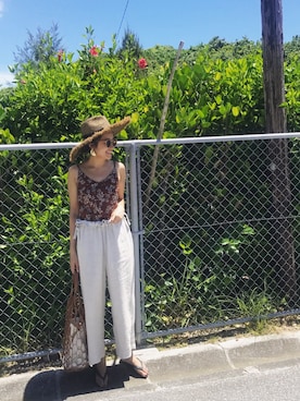 「アイテム（キャミソール、レッド系）」を使った、Piさん（レディース・165cm）の夏コーディネート