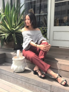 「TODAYFUL（トゥデイフル）のアイテム（トートバッグ）」を使った、Piさん（レディース・165cm）の夏コーディネート