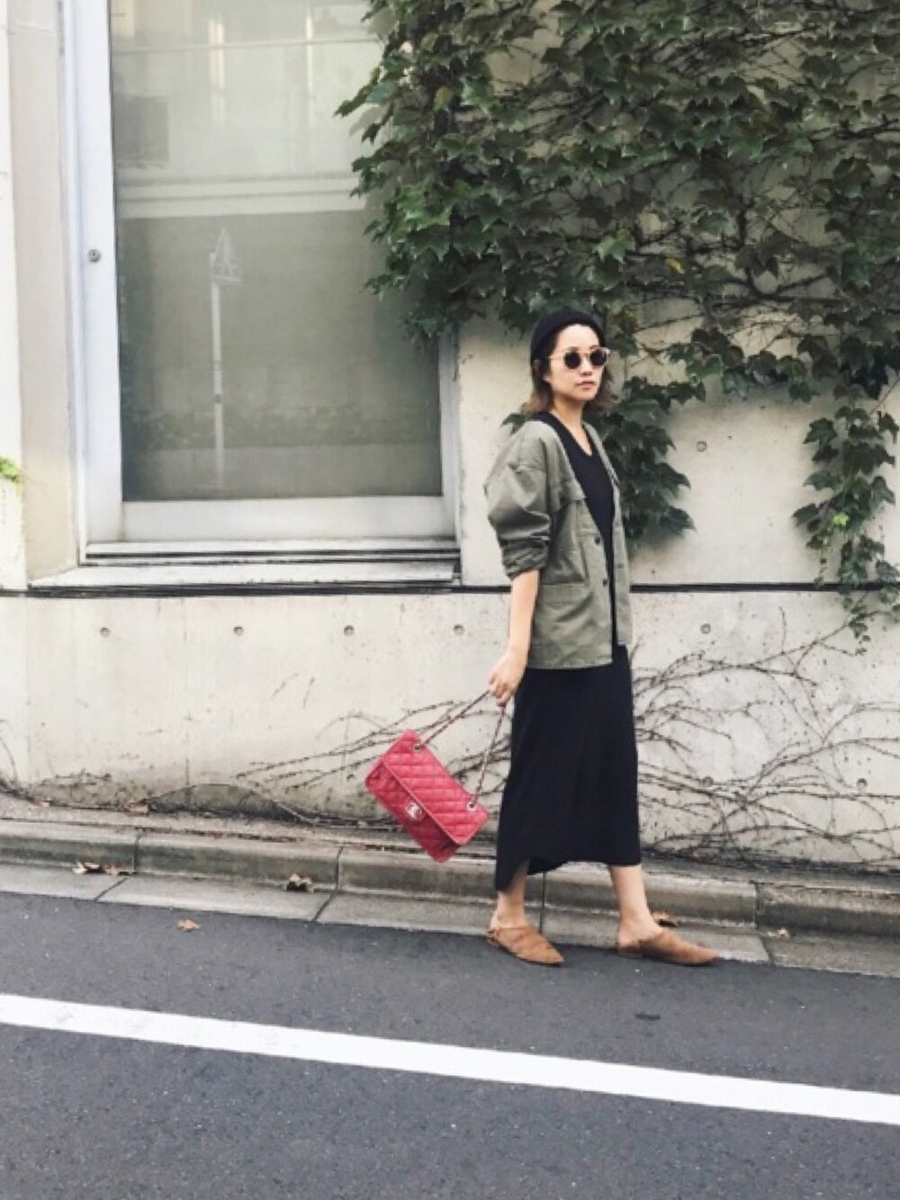 「VINTAGE、TODAYFUL、コーディネート」｜「TODAYFULのカラーレスミリタリージャケット（ミリタリージャケット、グリーン系）」を使った、Piさん（レディース・165cm）の秋コーディネートの1枚目の写真