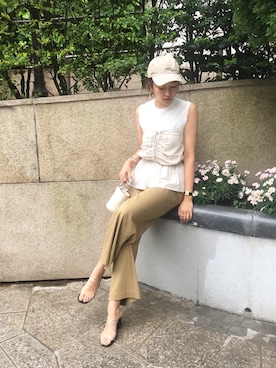 「アイテム（チューブトップ）」を使った、Piさん（レディース・165cm）の春コーディネート