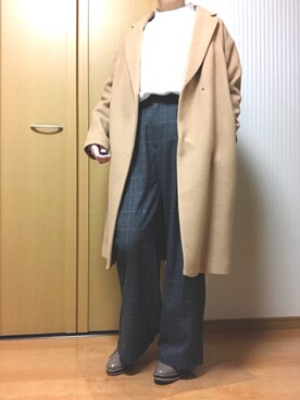 「Te chichi（テチチ）のアイテム（チェスターコート）」を使った、cen1000さん（レディース・163cm）の冬コーディネート