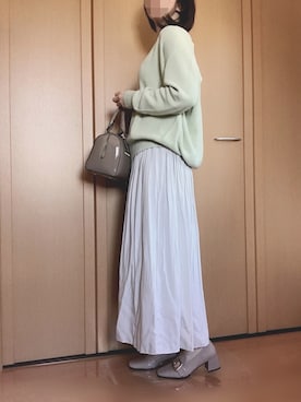 「AMERICAN HOLIC（アメリカンホリック）のソフトプリーツギャザーロングスカート① ＊（スカート）」を使った、cen1000さん（レディース・163cm）の春コーディネート