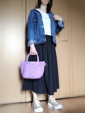 「frames RAY CASSIN（フレームスレイカズン）のアイテム（デニムジャケット）」を使った、cen1000さん（レディース・163cm）の夏コーディネート