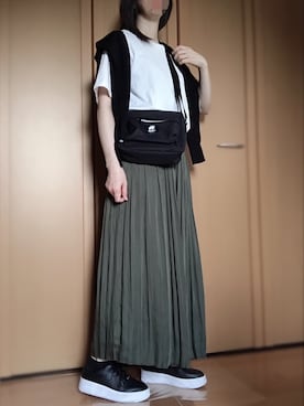 「GU（ジーユー）のアイテム（カーディガン/ボレロ）」を使った、cen1000さん（レディース・163cm）の夏コーディネート