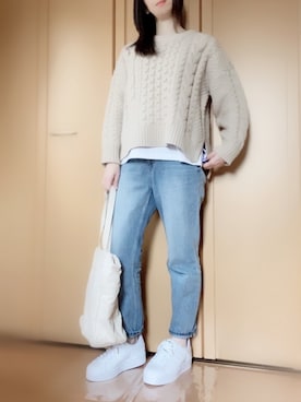 「ケーブルニット」｜cen1000さん（レディース・163cm）の冬コーディネート