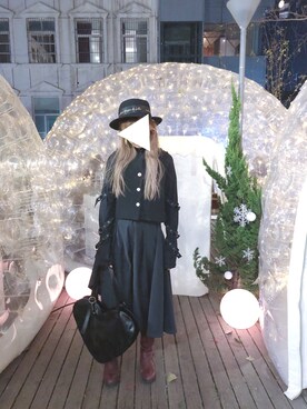 「Metamorphose（メタモルフォーゼ）のアイテム（帽子）」を使った、リナさん（レディース・163cm）の冬コーディネート