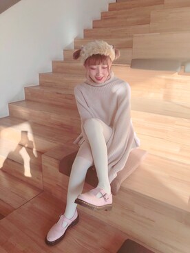 「Supreme.La.La.（シュープリームララ）のアイテム（ニット/セーター）」を使った、リナさん（レディース・163cm）の冬コーディネート