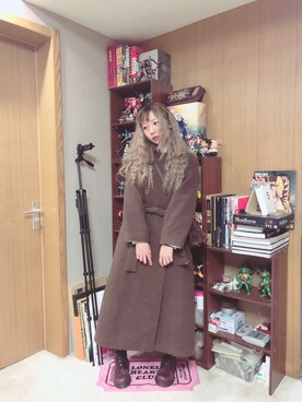 「SNIDEL（スナイデル）のアイテム（チェスターコート）」を使った、リナさん（レディース・163cm）の冬コーディネート