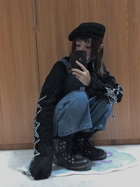 「:CHOCOOLATEのアイテム（オールインワン・サロペット）」を使った、リナさん（レディース・163cm）の冬コーディネート