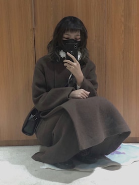 「SNIDEL（スナイデル）のアイテム（チェスターコート）」を使った、リナさん（レディース・163cm）の冬コーディネート