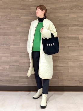 「coenスタッフスタイリング」｜「アイテム（ブーツ）」を使った、むかいさん（レディース・163cm）の冬コーディネート