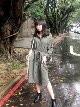「アイテム（シャツワンピース）」を使った、haru さん（レディース・166cm・10代）の春コーディネート