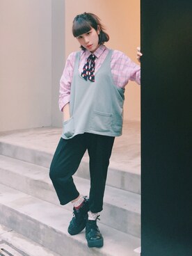 「planet（planet）のアイテム（トップス）」を使った、劉桂彣さん（レディース・160cm）の冬コーディネート