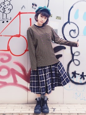 「planet（planet）のアイテム（帽子）」を使った、劉桂彣さん（レディース・160cm）の春コーディネート